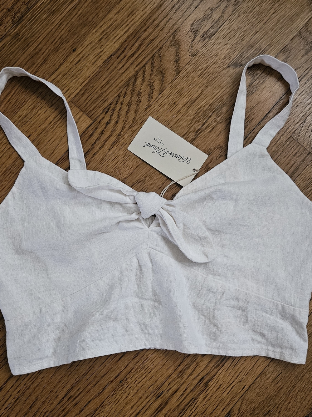 White Tie-Front Cropped Tank - Women